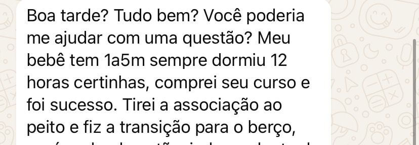 Depoimento de cliente em formato de print de conversa.