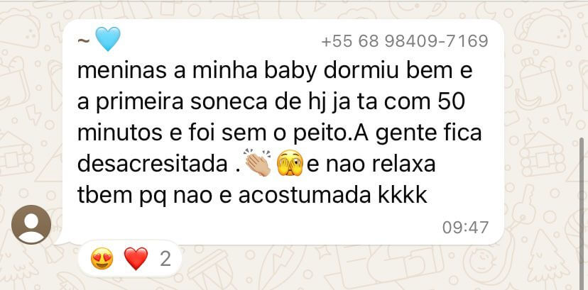 Depoimento de cliente em formato de print de conversa.