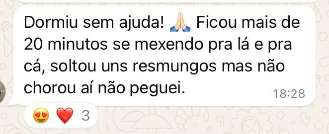 Depoimento de cliente em formato de print de conversa.