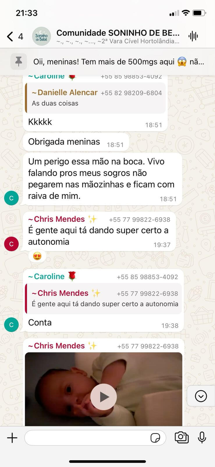 Depoimento de cliente em formato de print de conversa.